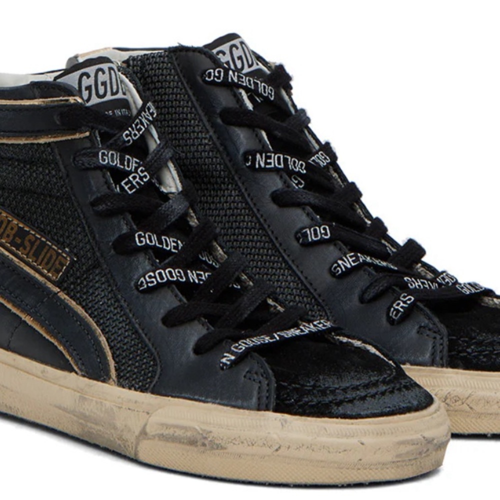 Golden Goose Hightop with zipper-Black and Gold-Size 38-Excellent used condition